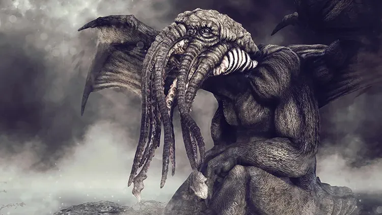 creature with taloned feet, wings, and tentacles